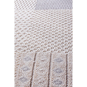 Enti Bonn 8806 Krem Daire Iskandinav Halı Salon Halısı Kesme Halı Yolluk 80x80 cm