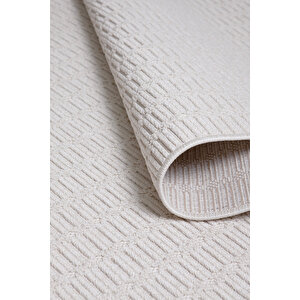 Seyran Loopy 621 Krem Halı Ince Mutfak Kilim Salon Kesme Halı Yolluk 120x400 cm
