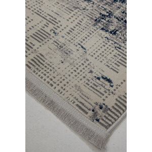 Enti Dora 1909 Mavi Salon Halısı Kesme Yolluk Yumuşak Doku Kaymaz Tozumaz Halısı 80x300 cm
