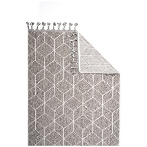 Enti Bukle 1408 Gri Iskandinav Halı Kesme Yolluk Salon Halı Koridor Oturma Odası Halısı 80x400 cm