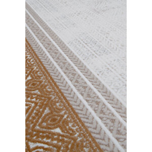 Luxess Valeria 1074 Gold Halı Kilim Kaymaz Taban Yıkanabilir Salon Mutfak Kesme Yolluk 80x150 cm