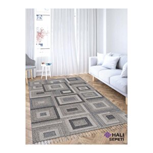 Enti Bukle 1404 Gri Iskandinav Halı Kesme Yolluk Salon Halı Koridor Oturma Odası Halısı 100x400 cm
