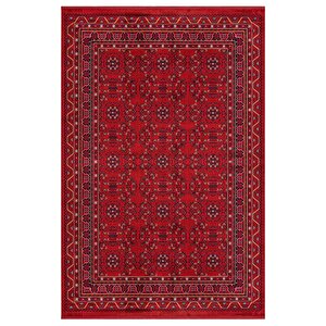 Woolhome Miras 1002 Bordo Etnik Desenli Hav Toz Vermeyen Robot Süpürgeye Uygun Salon Halısı 80x300 cm