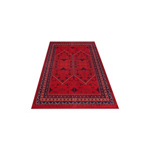 Woolhome Miras 1001 Bordo Etnik Desenli Hav Toz Vermeyen Robot Süpürgeye Uygun Salon Halısı 100x200 cm