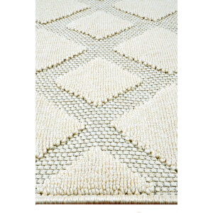 Enti Togo 7507 Beyaz Hav Toz Vermez Hasır Dokulu Koridor Mutfak Salon Kesme Halı 120x500 cm