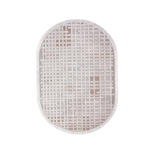 Enti Bonn 8809 Bej Oval Iskandinav Halı Salon Halısı Kesme Halı Yolluk 200x290 cm
