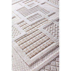 Enti Bonn 8808 Krem Daire Iskandinav Halı Salon Halısı Kesme Halı Yolluk 120x120 cm