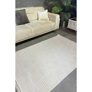 Luxess Dizayn 1062 Bej Kaymaz Taban Kesme Yolluk Mutfak Halısı Modern Salon Halısı 100x450 cm