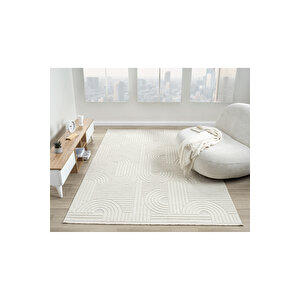 Seyran Loopy 623 Krem Halı Ince Mutfak Kilim Salon Kesme Halı Yolluk 100x350 cm