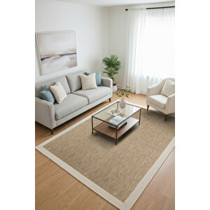 Bombay 664 Bej Hav Toz Vermez Kolay Temizlenen Hasır Doku Sisal Halı 120x300 cm