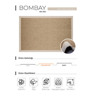 Bombay 664 Bej Hav Toz Vermez Kolay Temizlenen Hasır Doku Sisal Halı 120x300 cm
