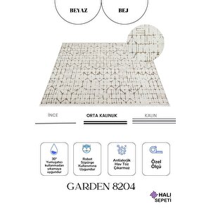 Enti Terrace 8204 Beyaz Iskandinav Halı Yıkanabilir Kesme Yolluk Koridor Kaymaz Çocuk Odası 100x400 cm