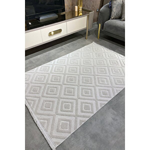 Luxess Dizayn 1089 Gri Kaymaz Taban Kesme Yolluk Mutfak Halısı Modern Salon Halısı 200x290 cm