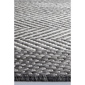 Enti Nova 2002 Gri Mutfak Halısı Yıkanabilir Sisal Görünümlü Mutfak Kilimi Çerçeveli Kaymaz Yolluk 100x300 cm