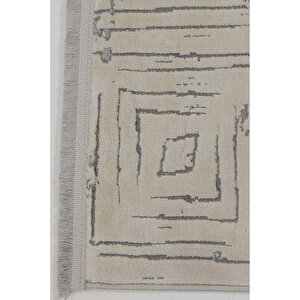 Enti Dora 1908 Beyaz Salon Halısı Kesme Yolluk Yumuşak Doku Kaymaz Tozumaz Halısı 120x300 cm