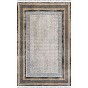 Enti Naturel 1705 Gri Sarı Yumuşak Dokulu Parlak Görünümlü Halı Kesme Yolluk 120x180 cm