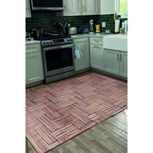 Decoser Hasır 8051 Kahve Halı Kilim Kaymaz Taban Salon Mutfak Kesme Yolluk 100x300 cm