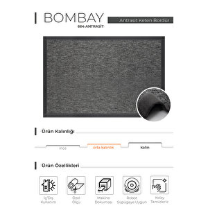 Bombay 664 Antrasit Hav Toz Vermez Kolay Temizlenen Hasır Doku Sisal Halı 160x200 cm