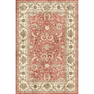 Norm Halı Allure 54-031 Kırmızı Eskitme Halı Etnik Otantik Dokuma Şönil Yıkanabilir Salon Halısı 75x300 cm