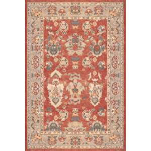 Norm Halı Allure 61-030 Kırmızı Eskitme Halı Etnik Otantik Dokuma Şönil Yıkanabilir Salon Halısı 230x330 cm