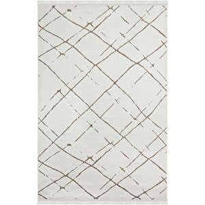 Enti Terrace 8207 Beyaz Iskandinav Halı Yıkanabilir Kesme Yolluk Koridor Kaymaz Çocuk Odası 80x400 cm