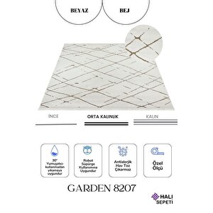 Enti Terrace 8207 Beyaz Iskandinav Halı Yıkanabilir Kesme Yolluk Koridor Kaymaz Çocuk Odası 80x400 cm