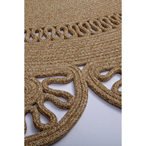 Reygon Ege 24 Hasır Daire Dekoratif El Örgüsü Kilim Yolluk Halı 100x100 cm