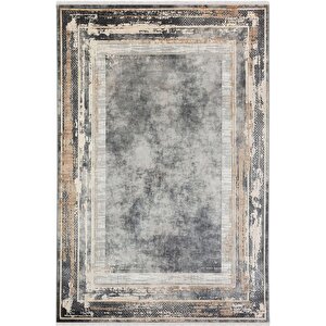 Enti Naturel 1703 Gri Vizon Yumuşak Dokulu Parlak Görünümlü Halı Kesme Yolluk 100x200 cm