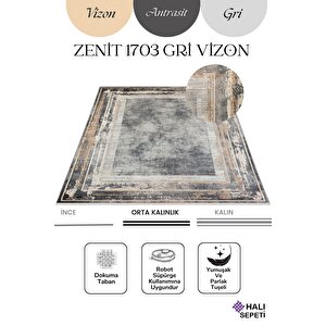 Enti Naturel 1703 Gri Vizon Yumuşak Dokulu Parlak Görünümlü Halı Kesme Yolluk 100x200 cm