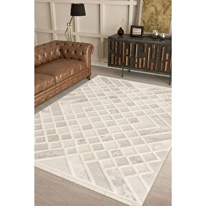 Enti Bonn 8802 Krem Iskandinav Halı Salon Halısı Kesme Halı Yolluk 160x300 cm