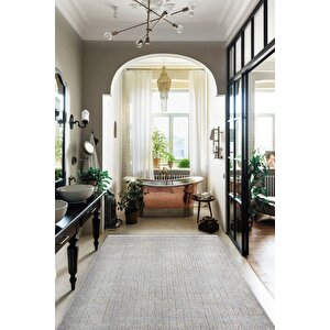 Enti Terrace 8205 Gri Iskandinav Halı Yıkanabilir Kesme Yolluk Koridor Kaymaz Çocuk Odası 80x250 cm