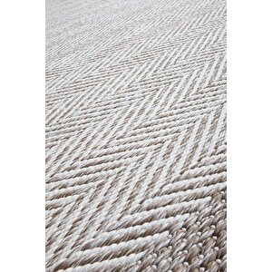Enti Nova 2001 Bej Mutfak Halısı Yıkanabilir Sisal Görünümlü Mutfak Kilimi Çerçeveli Kaymaz Yolluk 120x180 cm