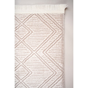 Enti Norm 6220 Beyaz Salon Halısı Kesme Yolluk Yumuşak Doku Kaymaz Halısı 120x450 cm