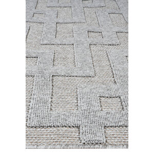Enti Togo 7509 Gri Hav Toz Vermez Hasır Dokulu Koridor Mutfak Salon Kesme Halı 120x250 cm