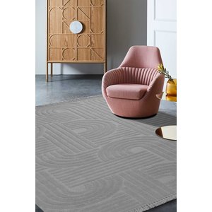Luxess Dizayn 1090 Gri Kaymaz Taban Kesme Yolluk Mutfak Halısı Modern Salon Halısı 80x250 cm