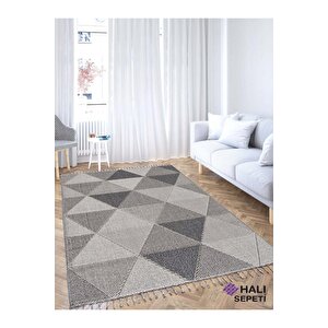Enti Bukle 1401 Gri Iskandinav Halı Kesme Yolluk Salon Halı Koridor Oturma Odası Halısı 120x350 cm
