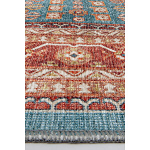 Norm Halı Allure 54-036 Mavi Eskitme Halı Etnik Otantik Dokuma Şönil Yıkanabilir Salon Halısı 115x170 cm