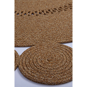 Reygon Ege 20 Hasır Daire Dekoratif El Örgüsü Kilim Yolluk Halı 80x80 cm