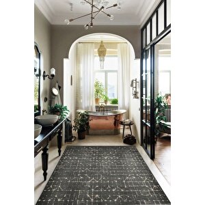Enti Terrace 8206 Antrasit Iskandinav Halı Yıkanabilir Kesme Yolluk Koridor Kaymaz Çocuk Odası 160x250 cm
