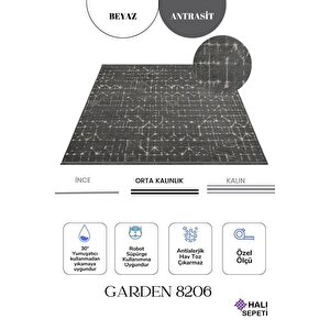 Enti Terrace 8206 Antrasit Iskandinav Halı Yıkanabilir Kesme Yolluk Koridor Kaymaz Çocuk Odası 160x250 cm