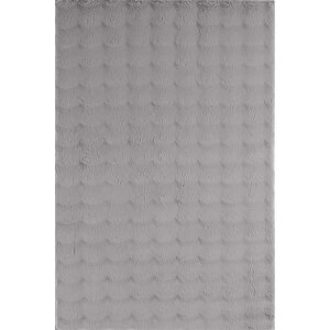 Enti Nice 9302 Gri Yıkanabilir Kabartmalı Yumuşak Halı Kaymaz Suni Kürk Post Peluş 90x300 cm