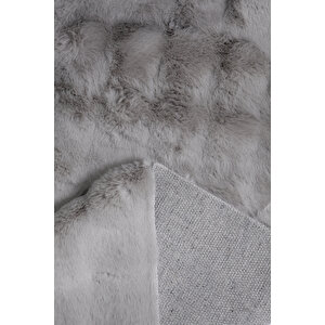 Enti Nice 9302 Gri Yıkanabilir Kabartmalı Yumuşak Halı Kaymaz Suni Kürk Post Peluş 90x300 cm