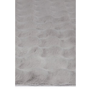 Enti Nice 9302 Gri Yıkanabilir Kabartmalı Yumuşak Halı Kaymaz Suni Kürk Post Peluş 90x300 cm
