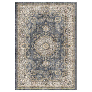 Norm Halı Allure 54-033 Mavi Eskitme Halı Etnik Otantik Dokuma Şönil Yıkanabilir Salon Halısı 115x170 cm