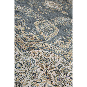 Norm Halı Allure 54-033 Mavi Eskitme Halı Etnik Otantik Dokuma Şönil Yıkanabilir Salon Halısı 115x170 cm