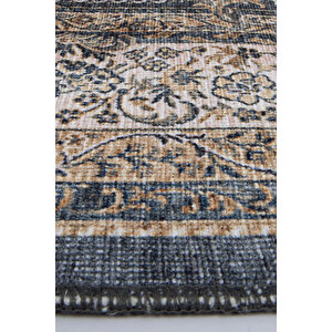 Norm Halı Allure 54-033 Mavi Eskitme Halı Etnik Otantik Dokuma Şönil Yıkanabilir Salon Halısı 115x170 cm