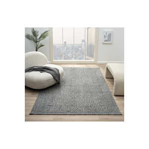 Seyran Loopy 623 Antrasit Halı Ince Mutfak Kilim Salon Kesme Halı Yolluk 100x300 cm