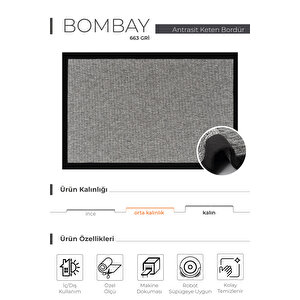 Bombay 663 Gri Hav Toz Vermez Kolay Temizlenen Hasır Doku Sisal Halı 160x230 cm