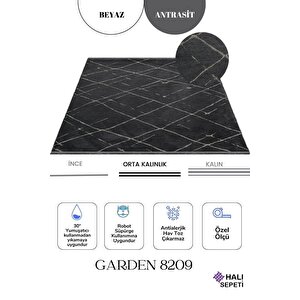 Enti Terrace 8209 Antrasit Iskandinav Halı Yıkanabilir Kesme Yolluk Koridor Kaymaz Çocuk Odası 80x450 cm