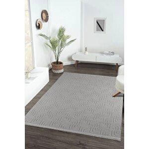 Enti Prag 9211 Gri Halı Yolluk Modern Salon Halısı Antre Hol 100x500 cm